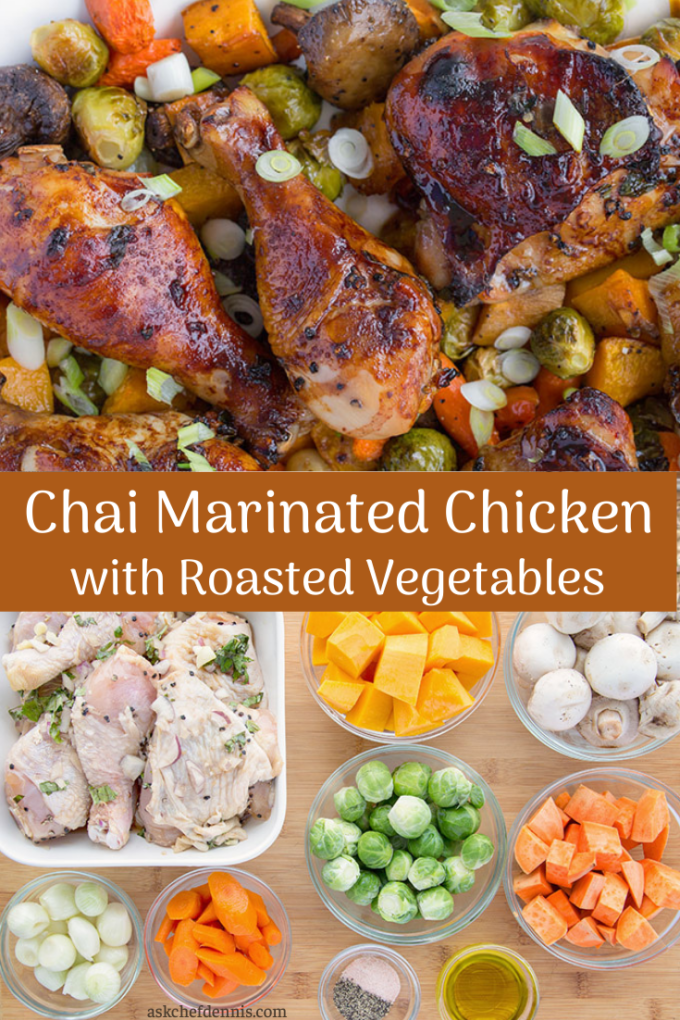 Pinterest image for chai marinated chicken