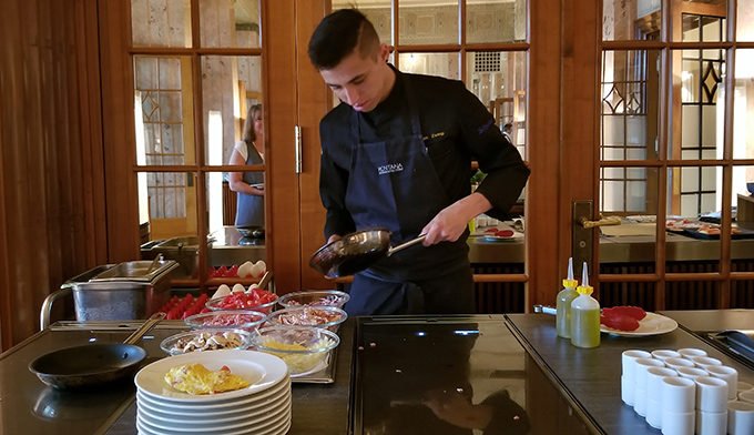 omelette station at Hotel Montana in Lucerne