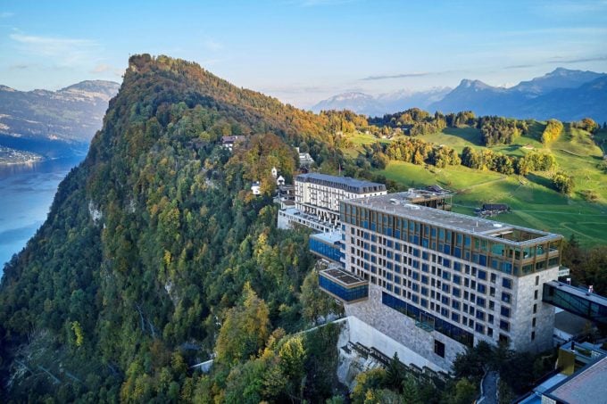 arial view of Burgenstock Resort in Lucerne Switzerland