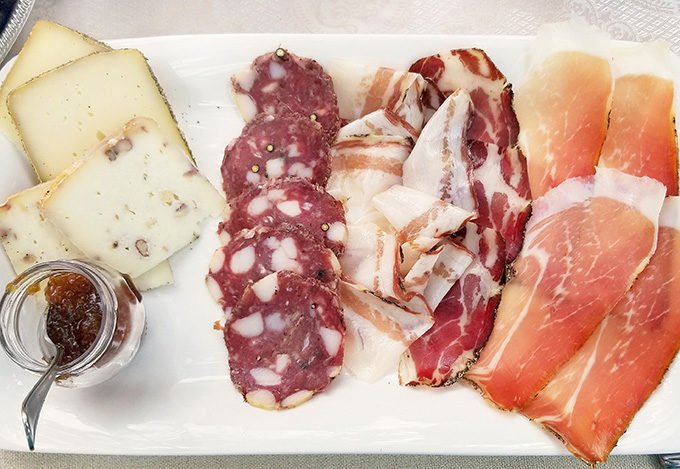 charcuterie served at Villa Lecchi in Tuscany
