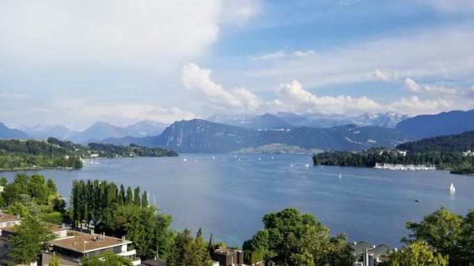 View of Lake Lucerne with the mountains in the backgroung