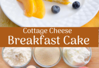 pinterest image for peaches and cream breakfast cake