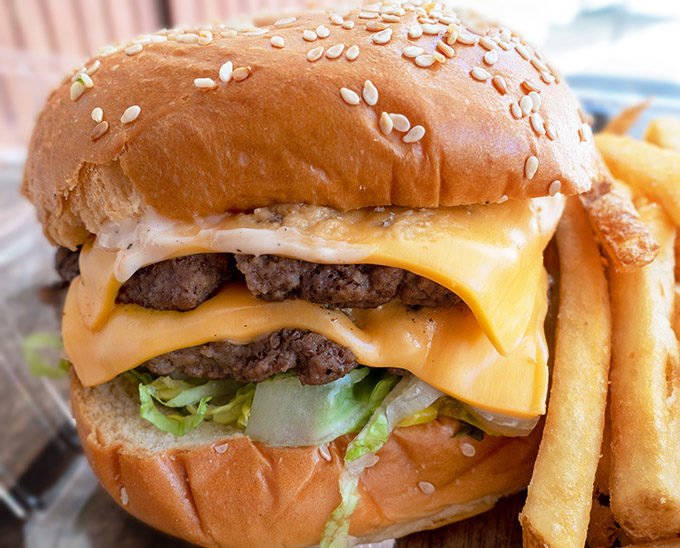 double cheeseburger with fries