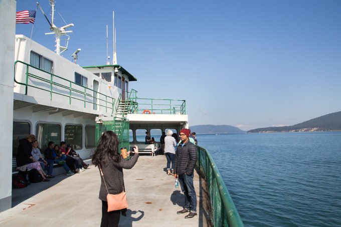 people on the Washington State Ferry from Whidbey Island to San Juan Island