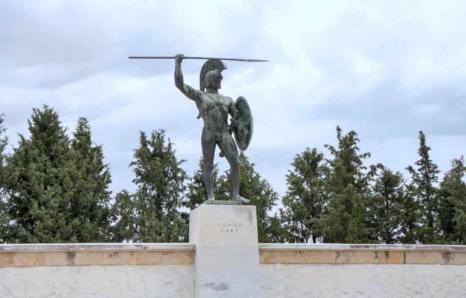statue of a Spartan at Thermopylae