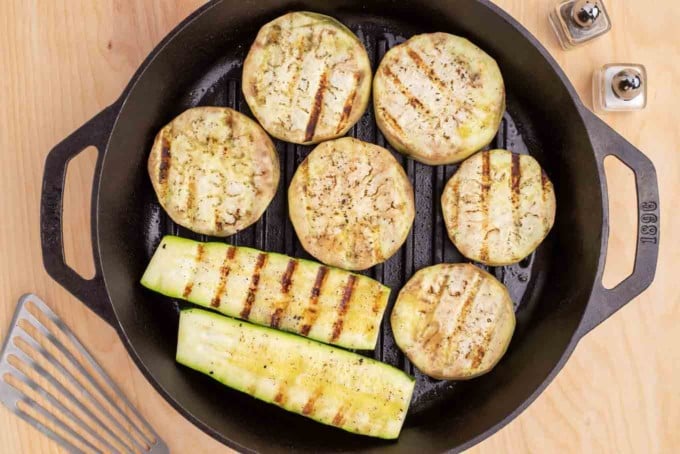 eggplant and zucchini grilled using a grill pan