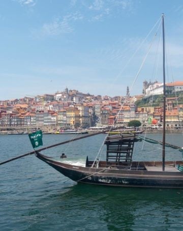 Portuguese boat on the douro river in Porto, Portugal