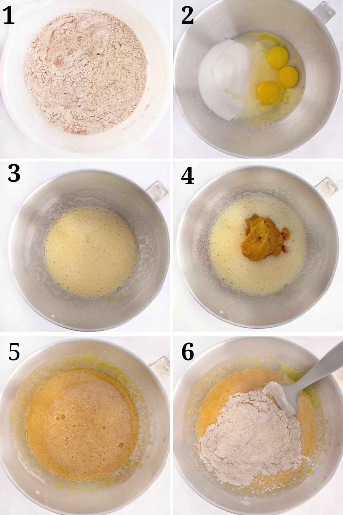 collage showing steps to make cake