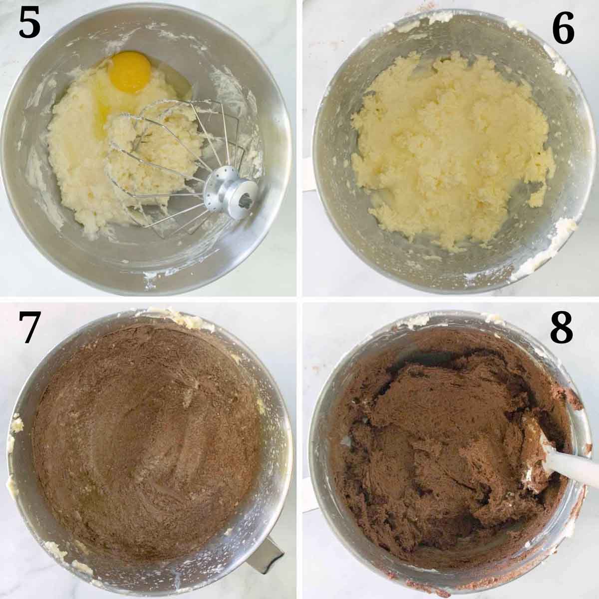 four images showing how to finish making the chocolate cake