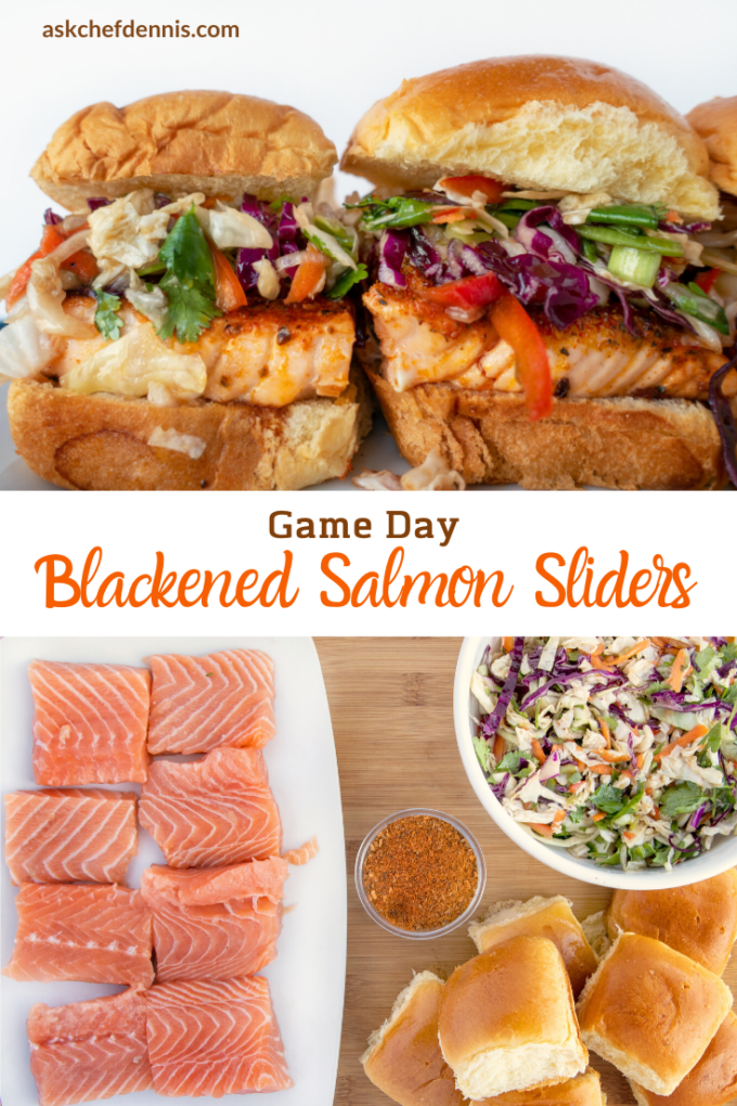 Pinterest image for blackened salmon sliders