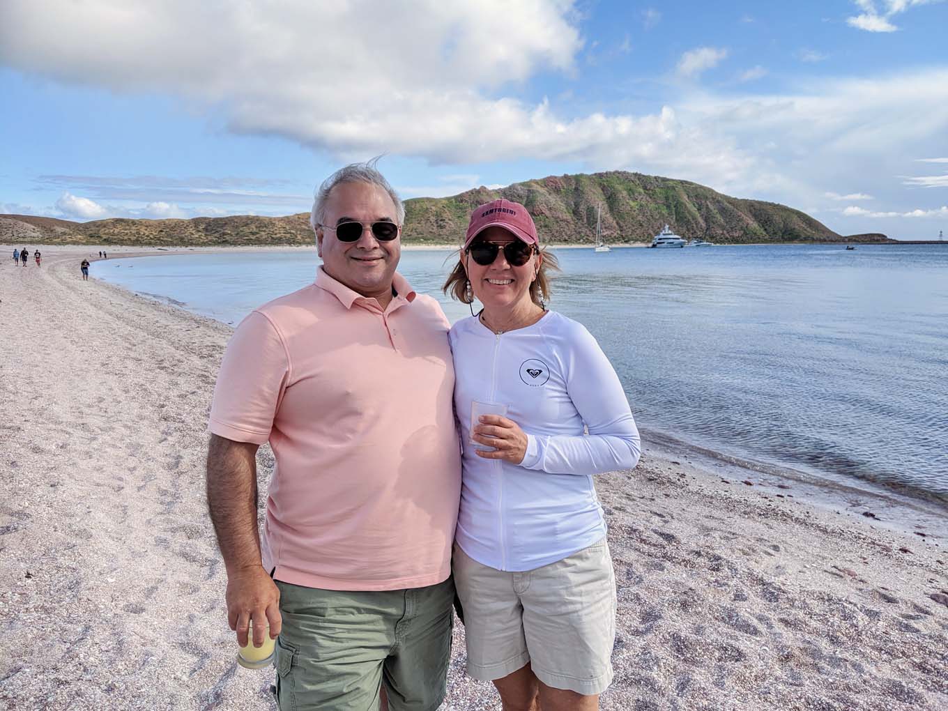 Chef Dennis and Lisa on the beach off the sea of cortez.
