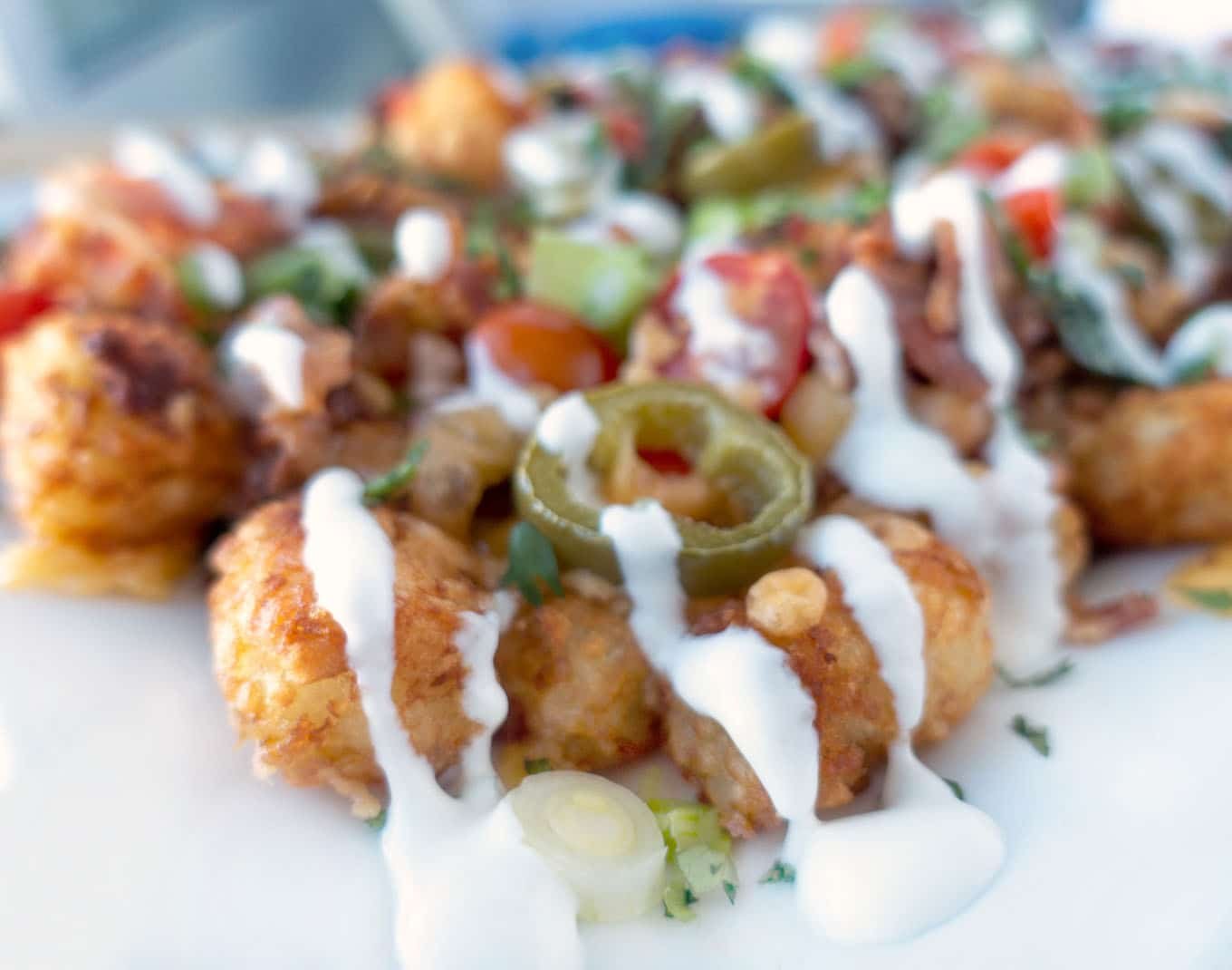 close up of loaded tater tots