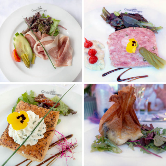 four appetizers served on our CroisiEurope cruise