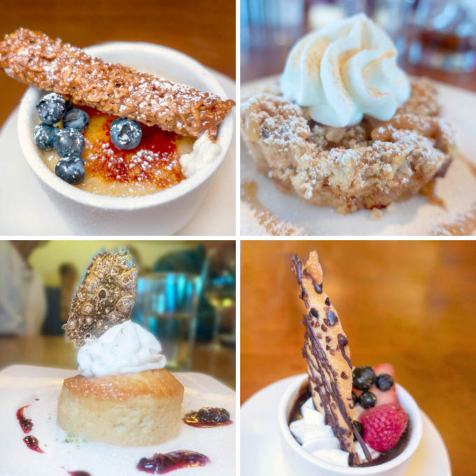 four images of desserts served on the safari endeavour
