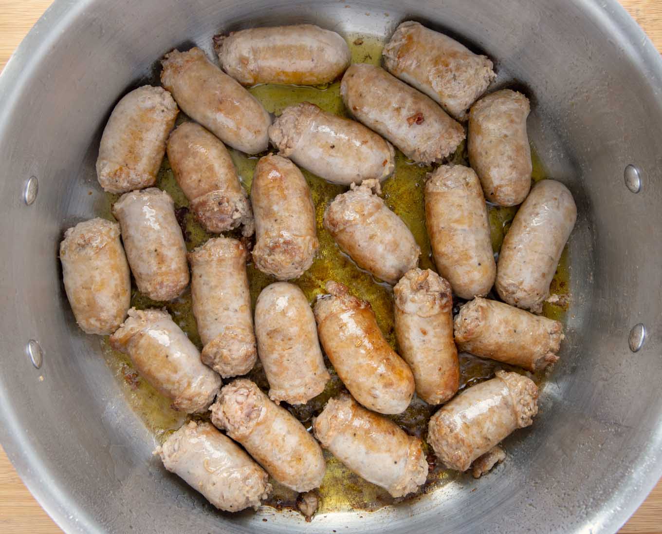 browned sausage in a large pot.