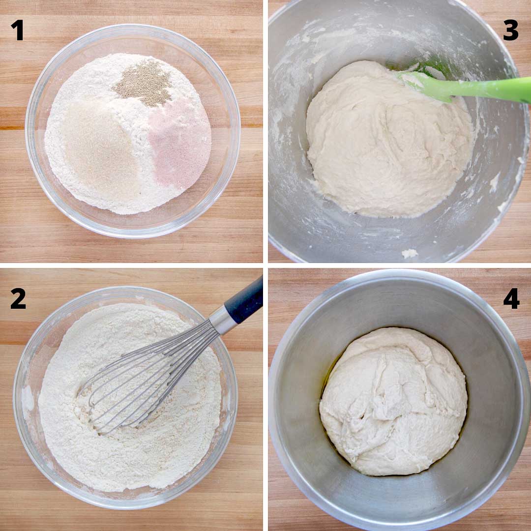 4 steps by step pictures for bread dough