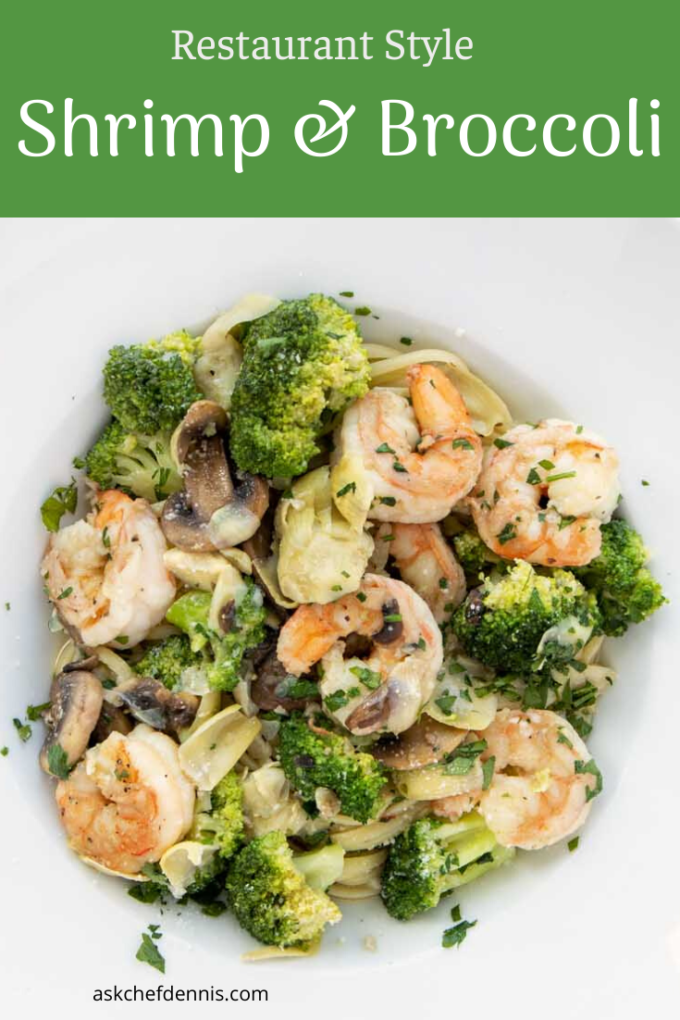 Pinterest image for shrimp and broccoli