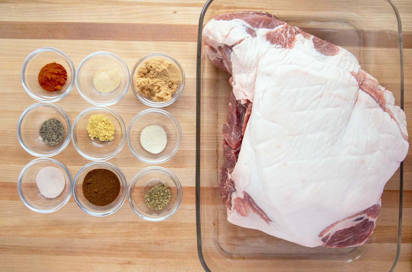 ingredients for dry rub and pork roast