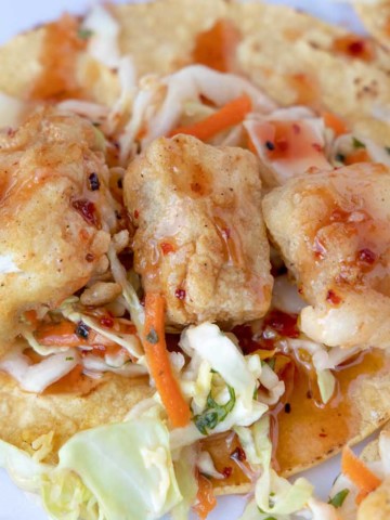close up of baja fish tacos