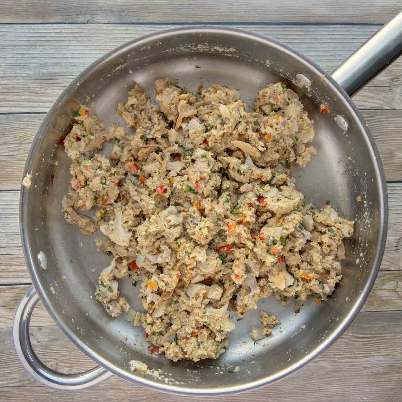deviled clam stuffing in a large skillet