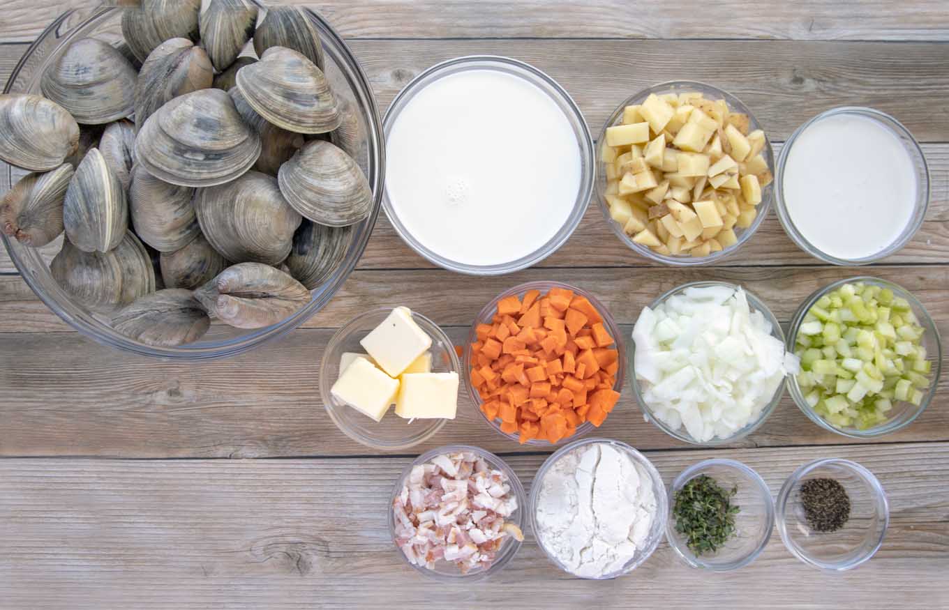 ingredients to make new england clam chowder
