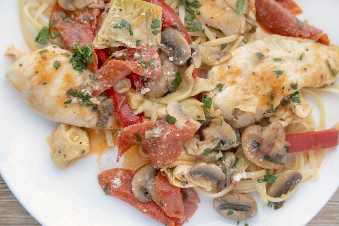 Chicken Pepperoni with Linguine Chef Dennis