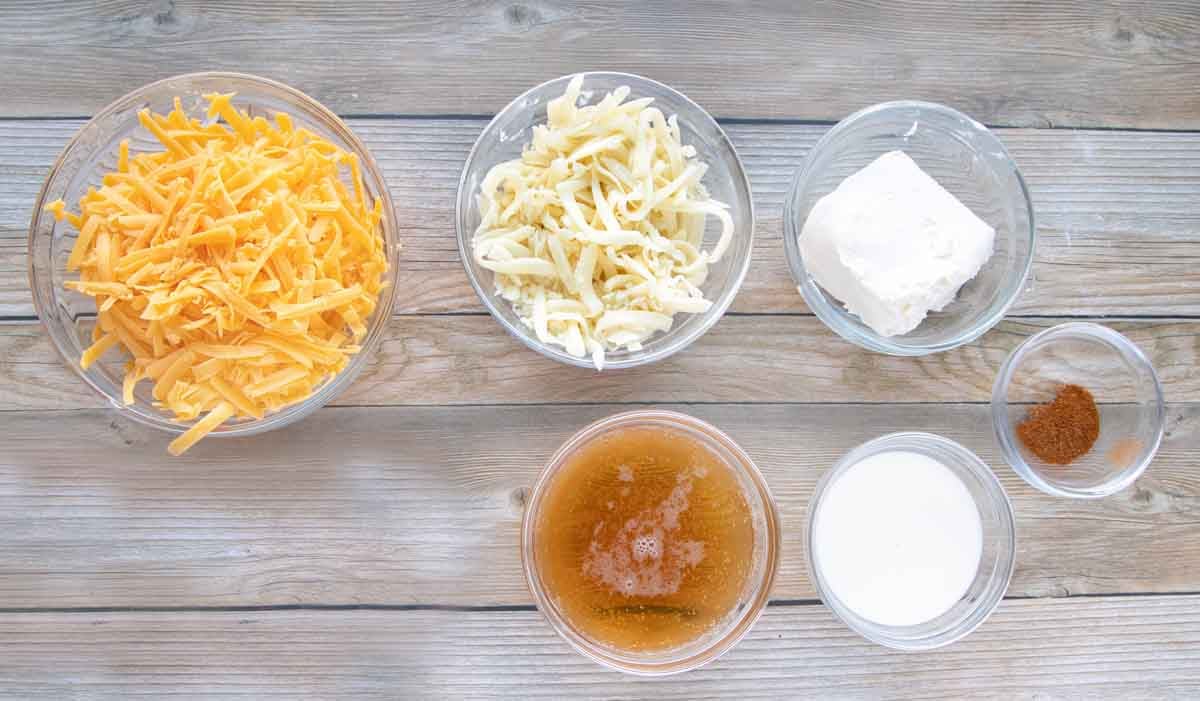 ingredients to make beer cheese sauce