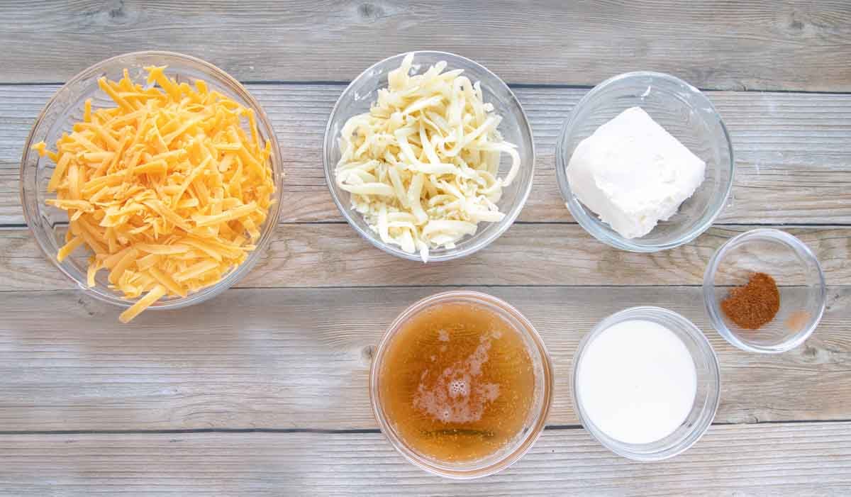 ingredients to make beer cheese sauce