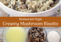 pinterest image of creamy mushroom risotto