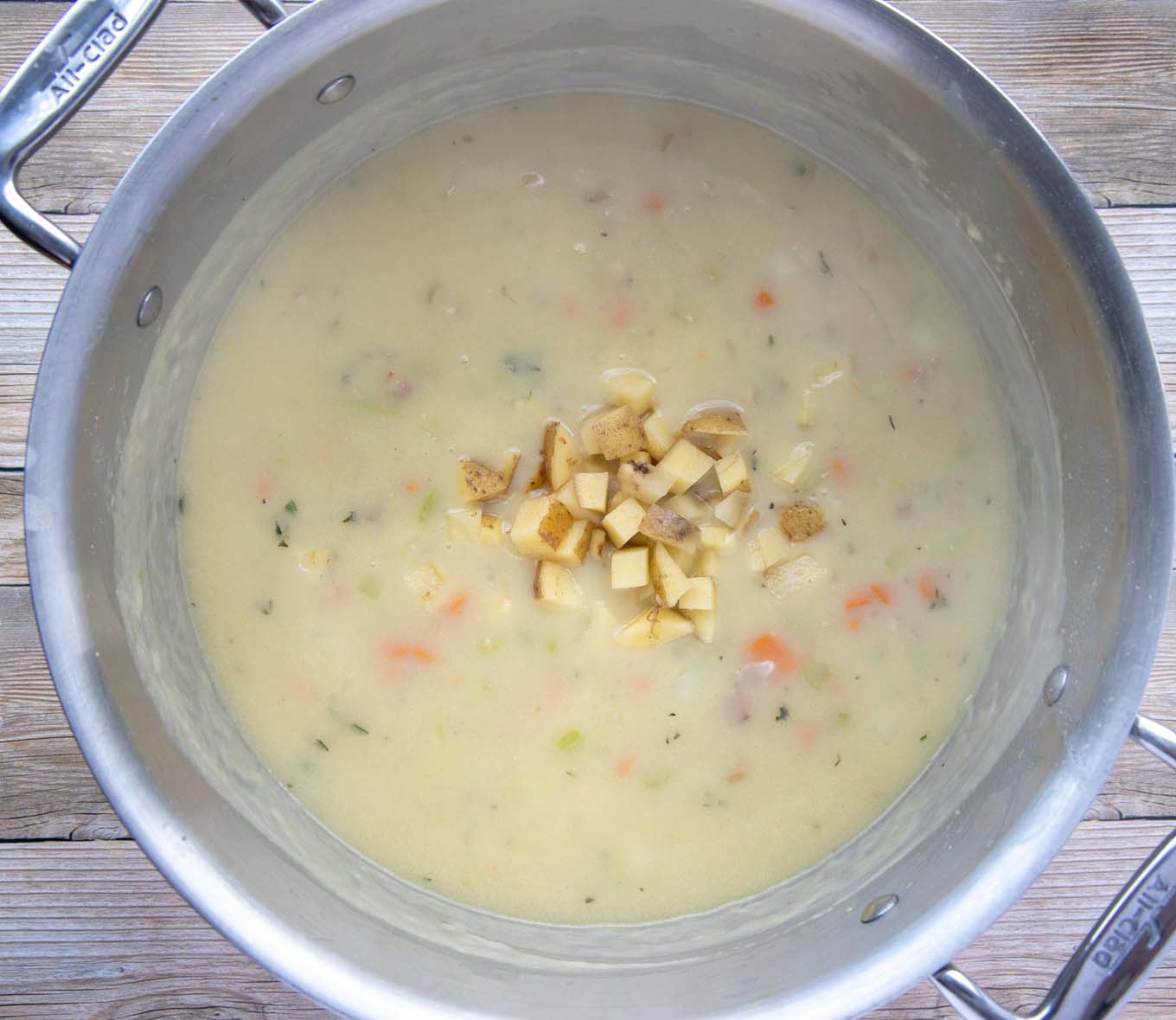 potatoes added to chowder