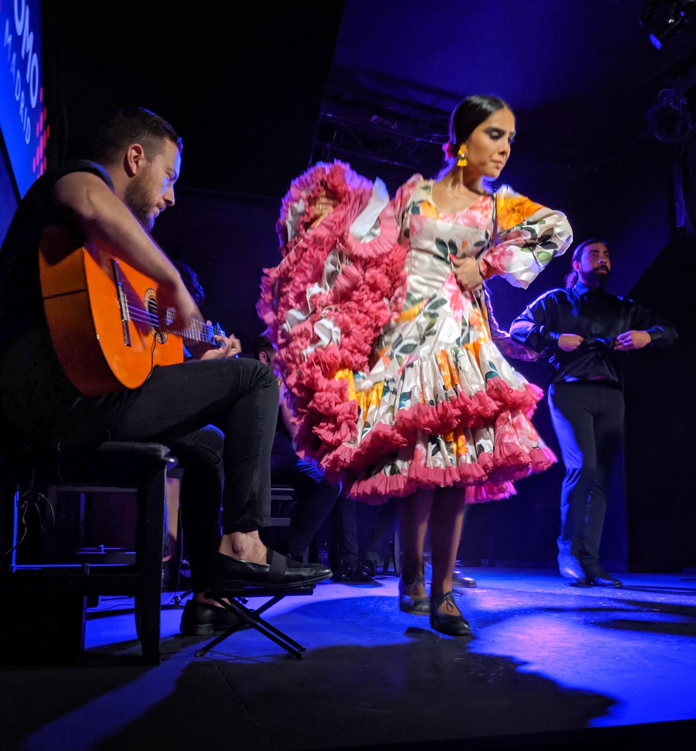 flamenco dancer and guitarist on stage