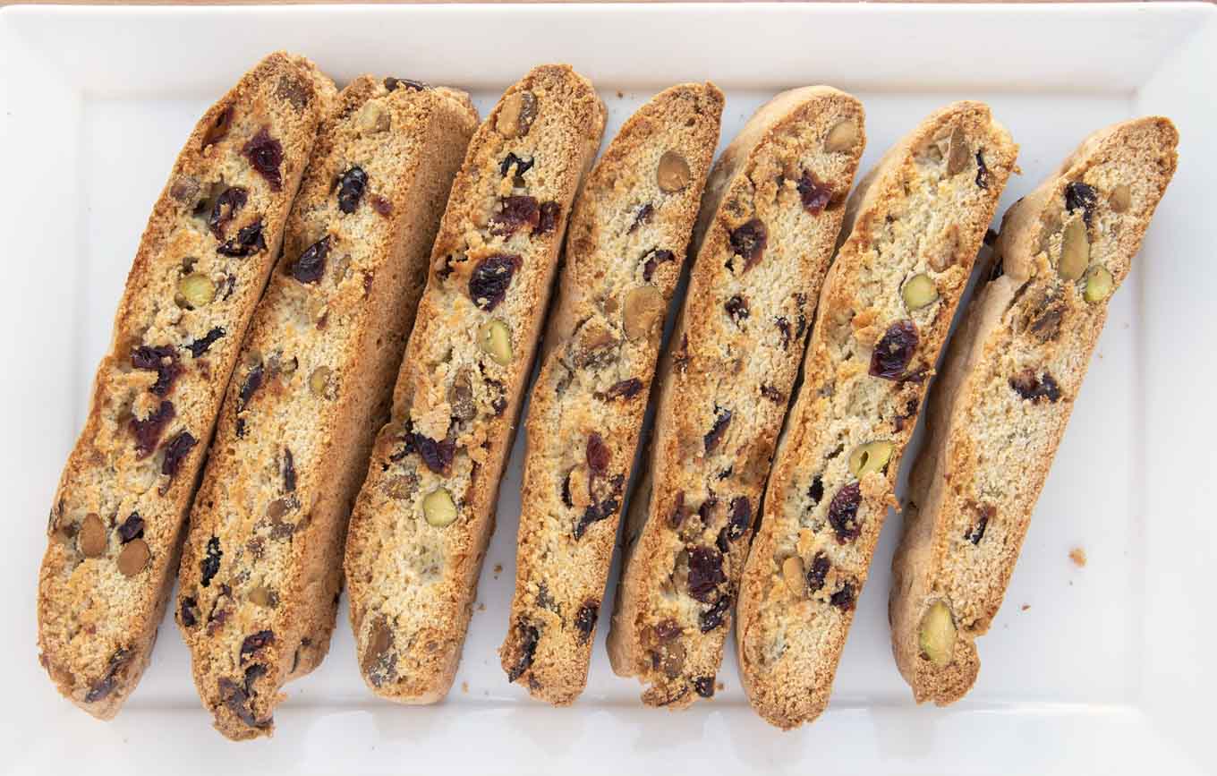 biscotti on a white tray