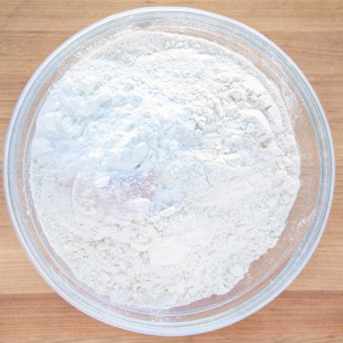 flour mixture in a glass bowl