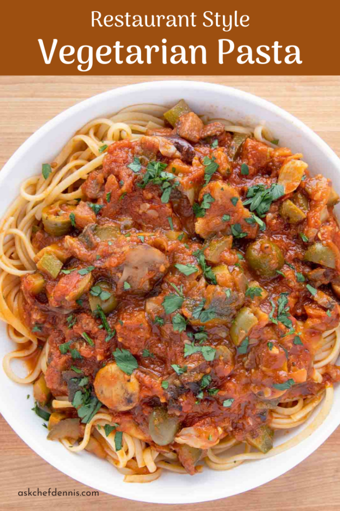 Pinterest image for Vegetarian Pasta in a Red Sauce