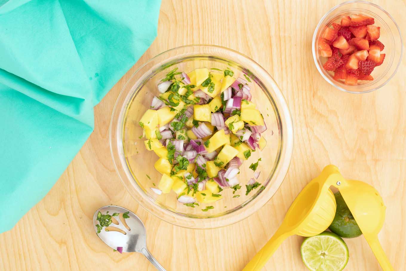 fruit salsa being prepared