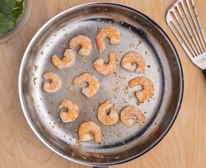 sauteed shrimp in a large skillet