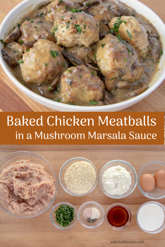 Pinterest image for chicken marsala meatballs