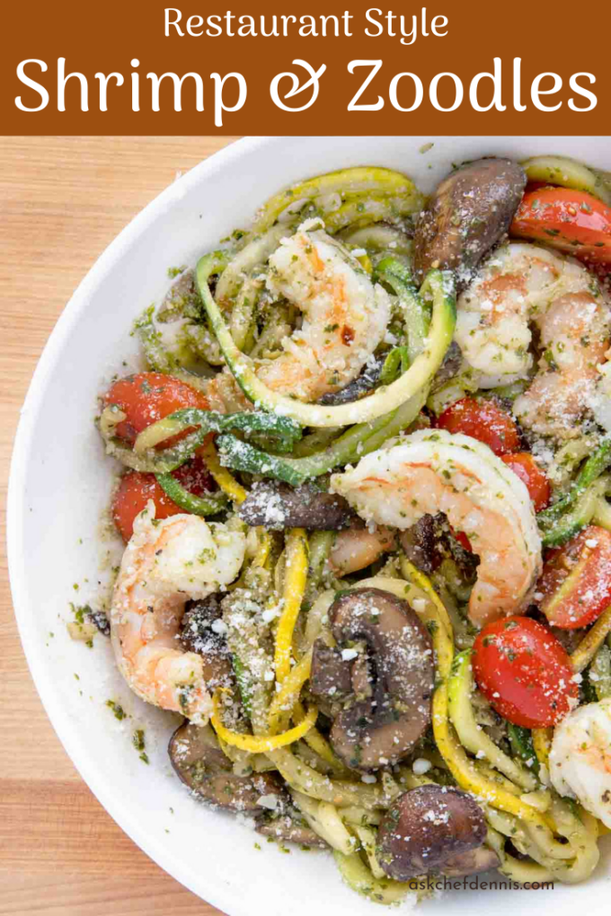 Pinterest image for shrimp and zucchini noodles