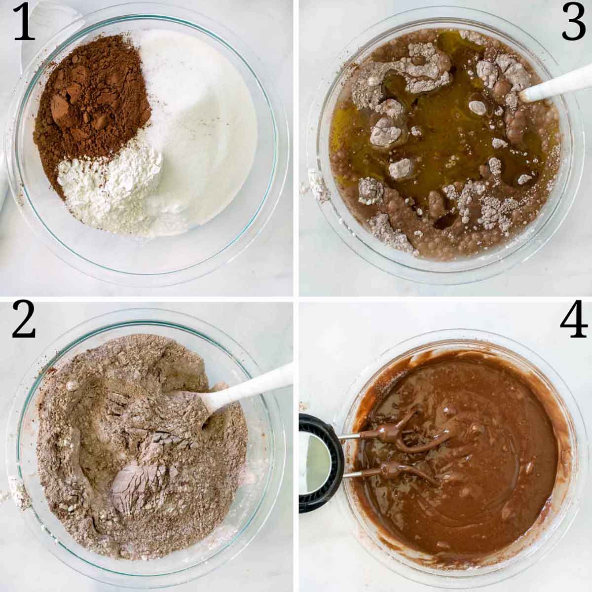 collage showing how to make cake