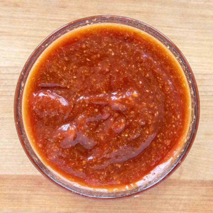 cocktail sauce in a glass bowl