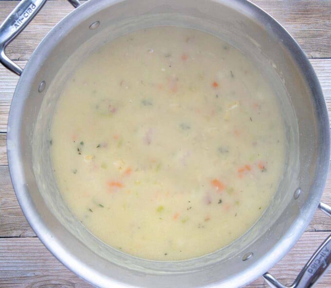 stock added to pot making a veloute