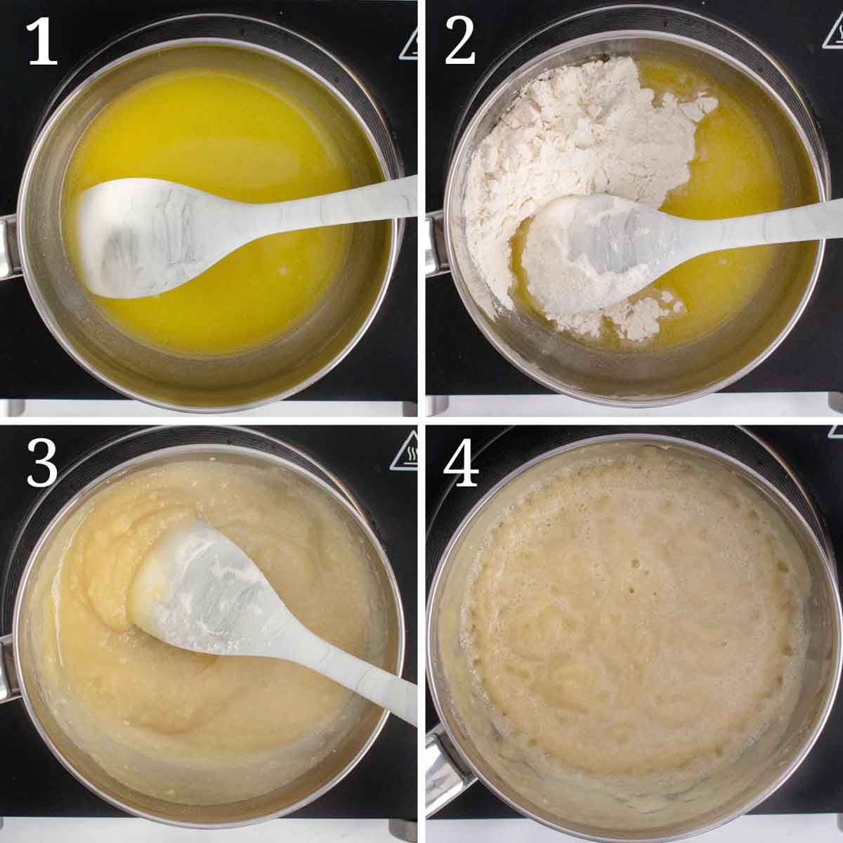 collage showing how to prepare roux