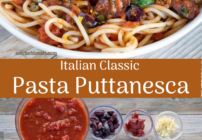 Pinterest image for pasta puttanesca