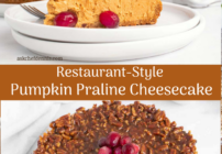 Pinterest image for pumpkin praline cheesecake