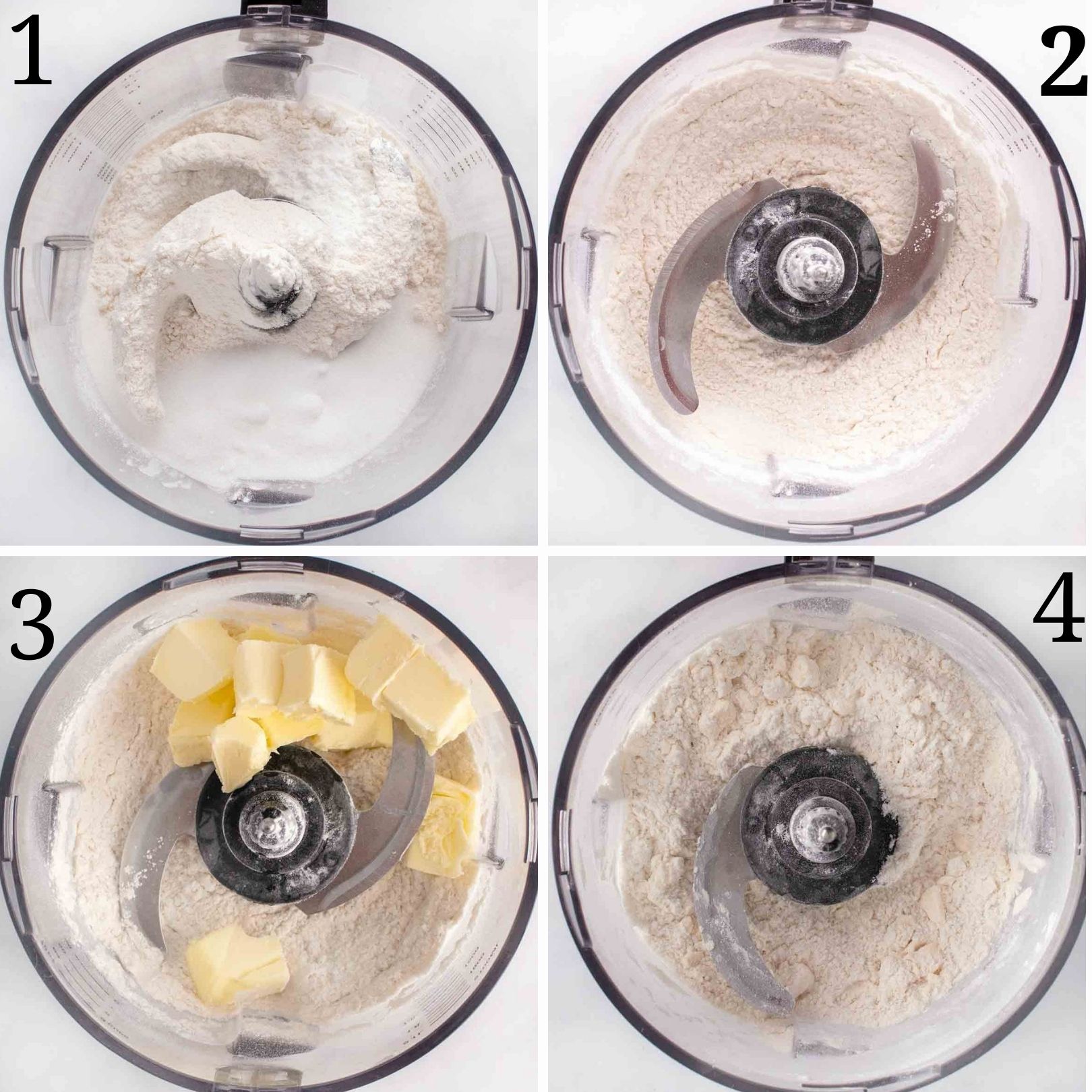 four images showing how to make pie crust