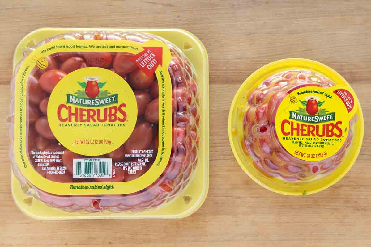 One large and one small package of naturesweet cherub tomatoes