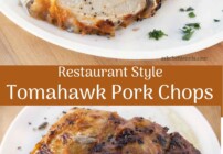 Pinterest image for tomahawk pork chops