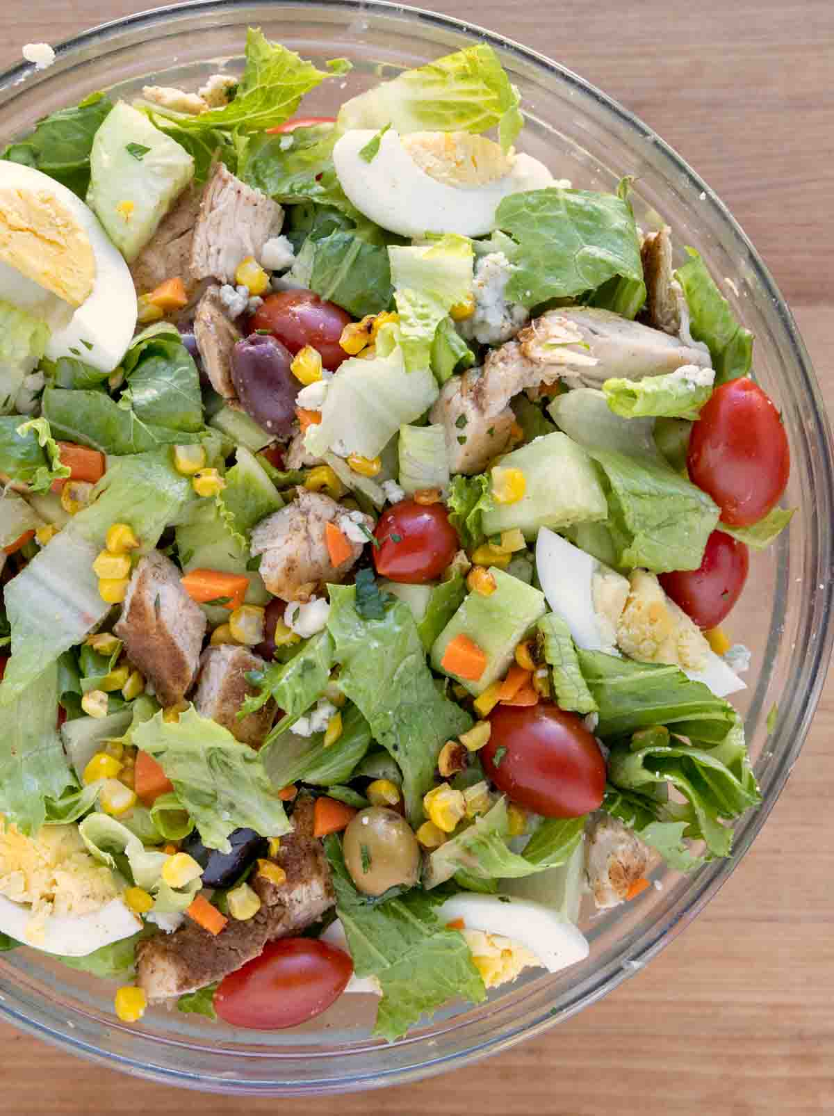 blackened chicken salad in bowl