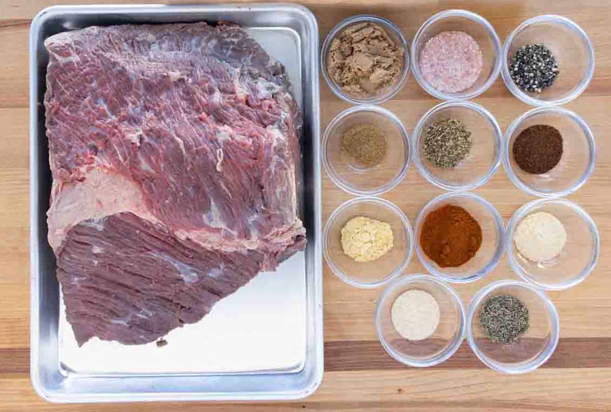 ingredients to make a dry rub brined brisket