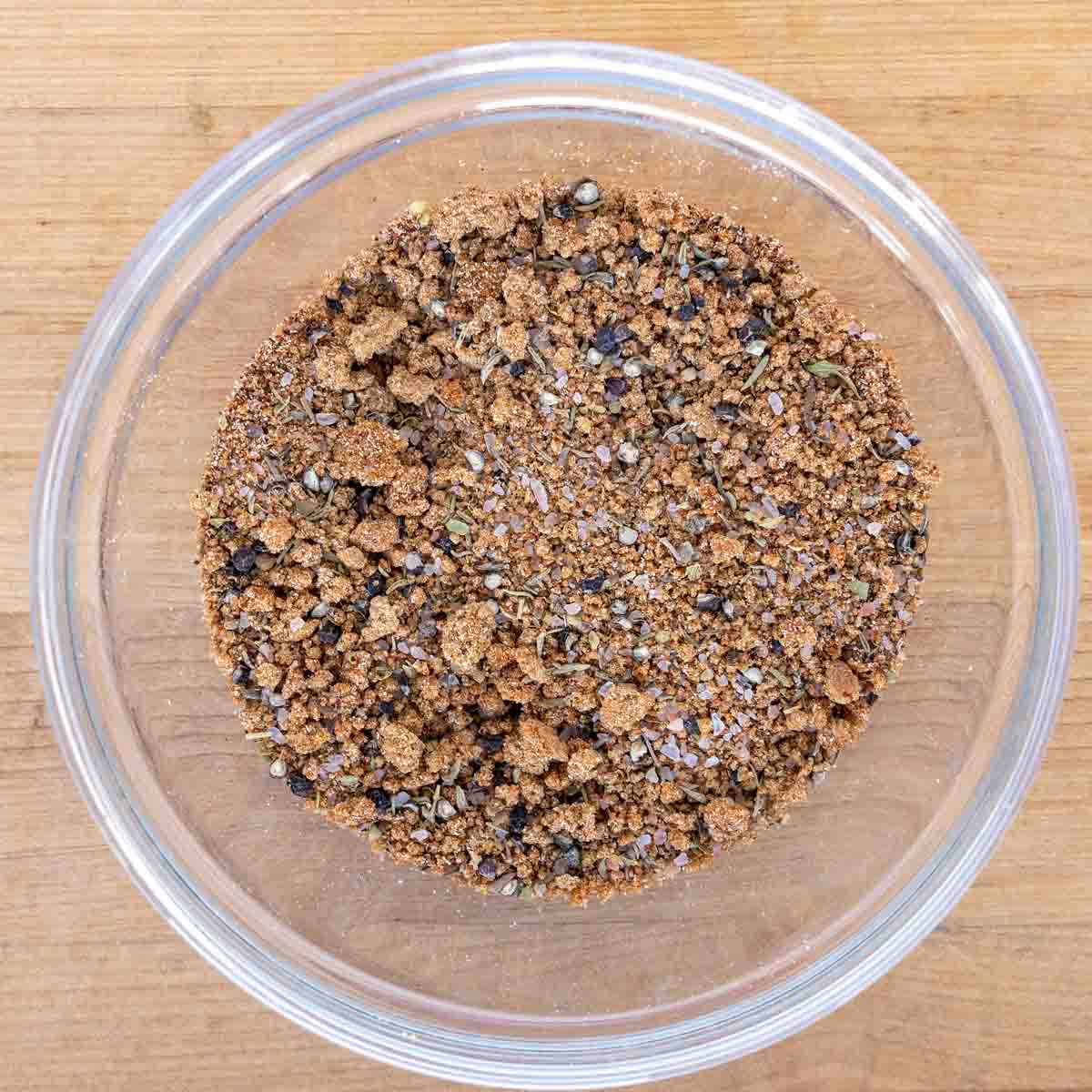 seasonings mixed in glass bowl